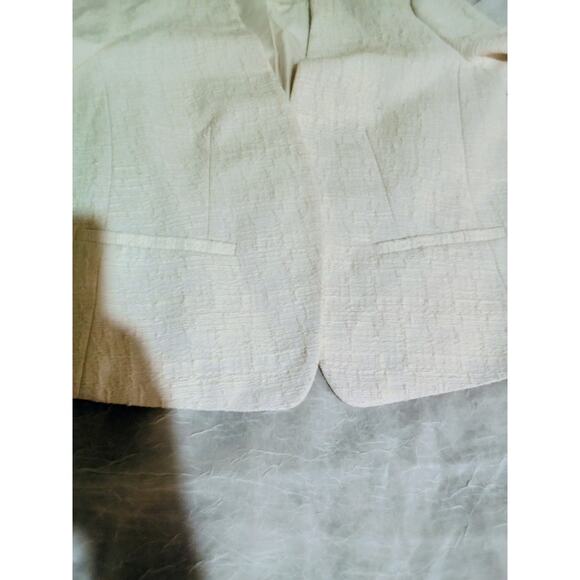 Women's Loft Textured  Cream Color 2 Pocket Inner Lined Blazer Size Large - Picture 7 of 12